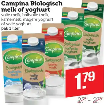 Dagwinkel Campina Biologisch melk of yoghurt aanbieding