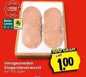 Vomar Voordeelmarkt Versgesneden Slagersleverworst aanbieding