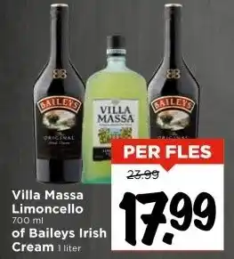 Vomar Voordeelmarkt Villa Massa Limoncello of Baileys Irish Cream aanbieding