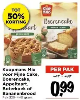 Vomar Voordeelmarkt Koopmans Mix voor Fijne Cake, Boerencake, Appeltaart, Boterkoek of Bananenbrood aanbieding