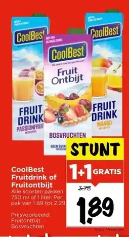 Vomar Voordeelmarkt CoolBest Fruitdrink of Fruitontbijt aanbieding