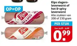 Hoogvliet Kips slagers- leverworst of hot & spicy leverworst aanbieding