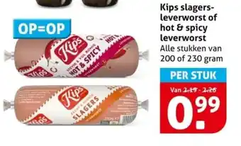 Hoogvliet Kips slagers- leverworst of hot & spicy leverworst aanbieding
