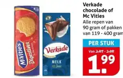 Hoogvliet Verkade chocolade of Mc Vities aanbieding