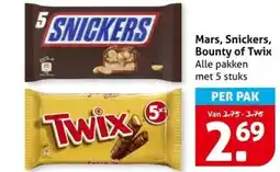 Hoogvliet Mars, Snickers, Bounty of Twix aanbieding
