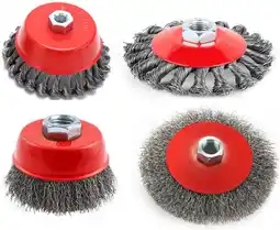 Amazon WOMGF 4 Stuks Metalen Borstels M14 Staalborstel voor Haakse Slijper 75mm en 100mm Flex Draadborstels aanbieding
