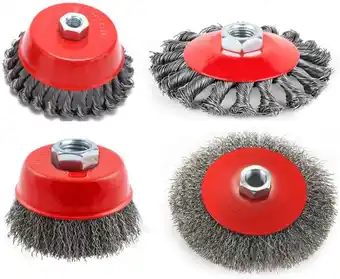 Amazon WOMGF 4 Stuks Metalen Borstels M14 Staalborstel voor Haakse Slijper 75mm en 100mm Flex Draadborstels aanbieding