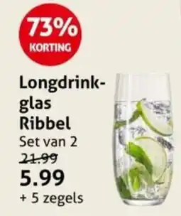 Hoogvliet Longdrink glas Ribbel aanbieding