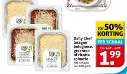 Hoogvliet Daily Chef lasagne bolognese, groenten of ricotta spinazie aanbieding