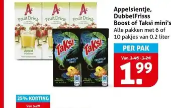 Hoogvliet Appelsientje, DubbelFrisss Boost of Taksi mini's aanbieding