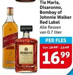 Hoogvliet Tia Maria, Disaronno, Bombay of Johnnie Walker Red Label aanbieding