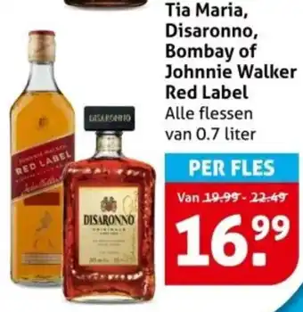 Hoogvliet Tia Maria, Disaronno, Bombay of Johnnie Walker Red Label aanbieding