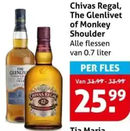 Hoogvliet Chivas Regal, The Glenlivet of Monkey Shoulder aanbieding
