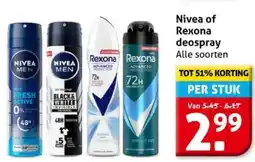 Hoogvliet Nivea of Rexona deospray aanbieding