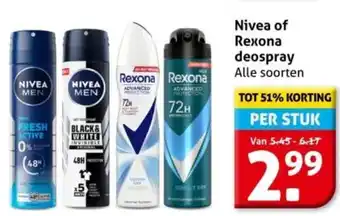 Hoogvliet Nivea of Rexona deospray aanbieding