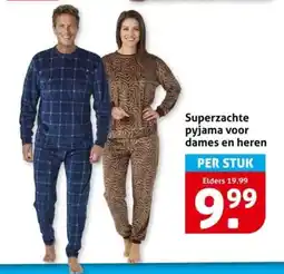 Hoogvliet Superzachte pyjama voor dames en heren aanbieding