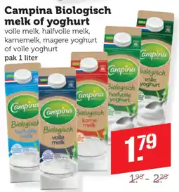 Coop Campina Biologisch melk of yoghurt aanbieding