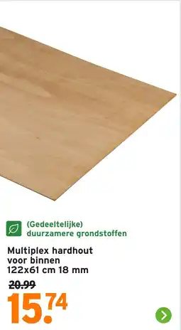 GAMMA Multiplex hardhout voor binnen 18 mm aanbieding