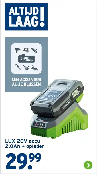 GAMMA LUX 20V accu 2.0Ah + oplader aanbieding