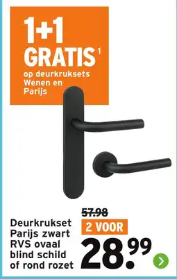 GAMMA Deurkrukset Parijs zwart RVS ovaal blind schild of rond rozet aanbieding