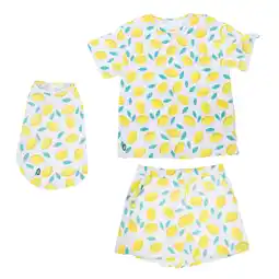 Zooplus TIAKI Huisdier & Ouder Pyjama Gr. M en hondenhemd met 25 cm ruglengte in partnerlook, citroen aanbieding