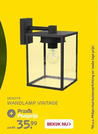 Praxis Sencys wandlamp vintage aanbieding