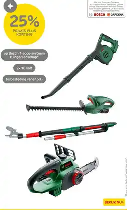 Praxis Op Bosch 1-accu-systeem tuingereedschap aanbieding