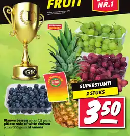 Nettorama Blauwe bessen, Pitloze rode of witte druiven of ananas aanbieding