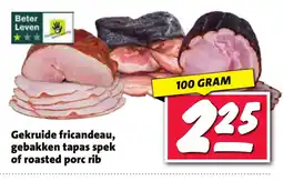 Nettorama Gekruide fricandeau, gebakken tapas spek of roasted porc rib aanbieding