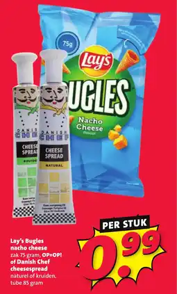 Nettorama Lay's Bugles nacho cheese of Danish Chef cheesespread aanbieding