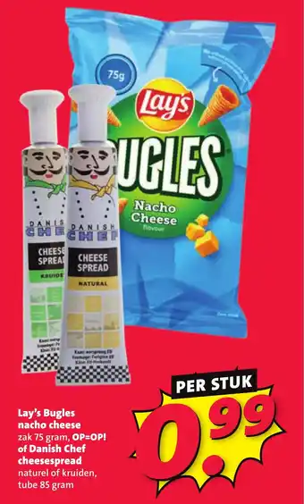 Nettorama Lay's Bugles nacho cheese of Danish Chef cheesespread aanbieding