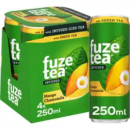 Jumbo Fuze Tea Infused Ice Tea Green Tea Mango Chamomile 4 x 250 ml aanbieding