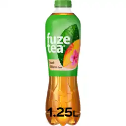 Jumbo Fuze Tea Black Iced Tea Peach Hibiscus 1,25 L aanbieding
