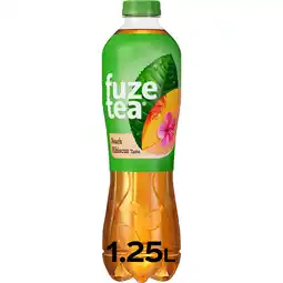 Jumbo Fuze Tea Black Iced Tea Peach Hibiscus 1,25 L aanbieding