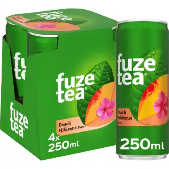 Jumbo Fuze Tea Infused Iced Tea Black Tea Peach Hibiscus 4 x 250 ml aanbieding