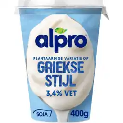 Jumbo Alpro Plantaardige Variatie Op Griekse Stijl Yoghurt 3.4% Vet 400g aanbieding