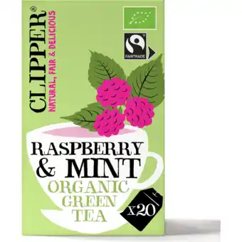 Jumbo Clipper Raspberry & Mint Organic Green Tea 20 Zakjes 35 g aanbieding