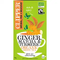 Jumbo Clipper Ginger Matcha & Turmeric Organic Green Tea 20 Zakjes 36 g aanbieding