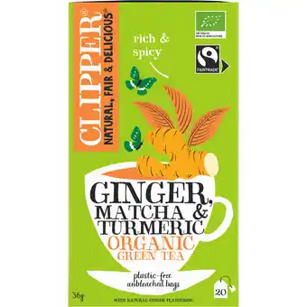 Jumbo Clipper Ginger Matcha & Turmeric Organic Green Tea 20 Zakjes 36 g aanbieding