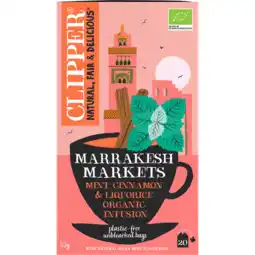 Jumbo Clipper Marrakesh Markets Mint, Cinnamon & Liquorice Organic Infusion 20 Zakjes 35 g aanbieding