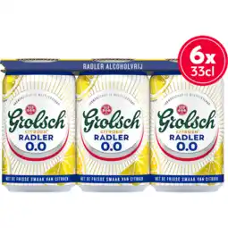 Jumbo Grolsch - Citroen Radler - 0.0% Alcoholvrij - Blik - 6 x 330ML aanbieding