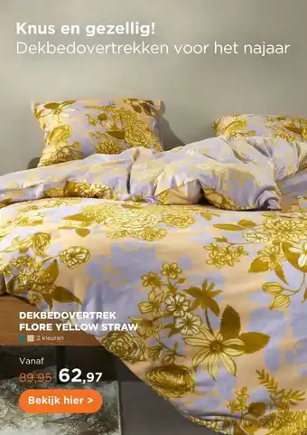 TotaalBED Dekbedovertrek Flore Yellow Straw 140 x 200/220 cm aanbieding