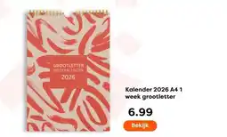 The Read Shop Kalender 2026 A4 1 week grootletter aanbieding