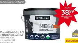 Praxis Renaulac latex Méga mat wit 10L aanbieding