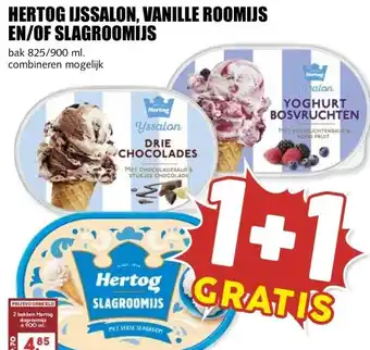 MCD Supermarkt HERTOG IJSSALON, VANILLE ROOMIJS EN/OF SLAGROOMIJS aanbieding