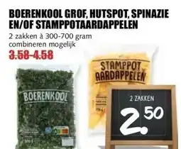 MCD Supermarkt BOERENKOOL GROF, HUTSPOT, SPINAZIE EN/OF STAMPPOTAARDAPPELEN aanbieding