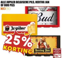 MCD Supermarkt ALLE JUPILER BELGISCHE PILS, HERTOG JAN OF BUD PILS aanbieding