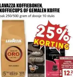 MCD Supermarkt LAVAZZA KOFFIEBONEN, KOFFIECUPS OF GEMALEN KOFFIE aanbieding