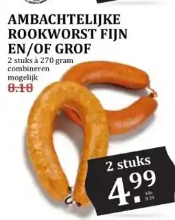 MCD Supermarkt AMBACHTELIJKE ROOKWORST FIJN EN/OF GROF aanbieding