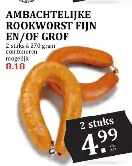 MCD Supermarkt AMBACHTELIJKE ROOKWORST FIJN EN/OF GROF aanbieding